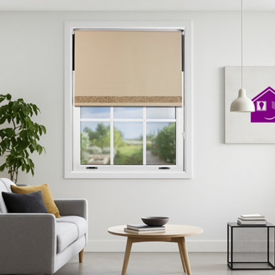 Furnished Cappuccino Blackout Blind With Gold Glitter Accent Made To Measure(W)60Cm X (L)165Cm from B&Q