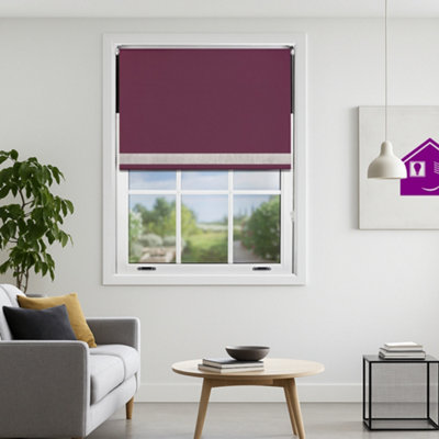 Furnished Diamante Edge Blackout Roller Blinds Made To MeasureAubergine (W)60Cm X (L)165Cm from B&Q