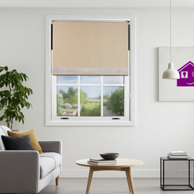 Furnished Diamante Edge Blackout Roller Blinds Made To MeasureCappuccino (W)120Cm X (L)165Cm from B&Q