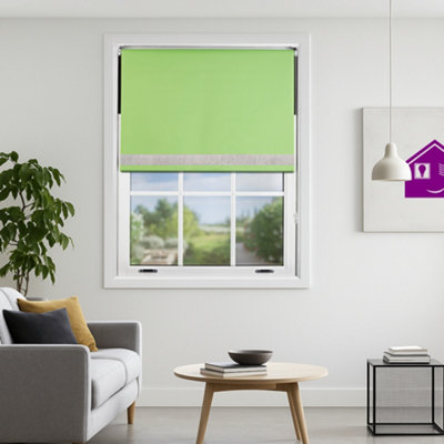 Furnished Diamante Edge Blackout Roller Blinds Made To MeasureLime Green (W)240Cm X (L)165Cm from B&Q