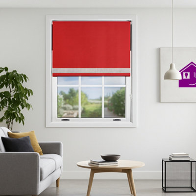 Furnished Diamante Edge Blackout Roller Blinds Made To MeasureRed (W)60Cm X (L)165Cm from B&Q