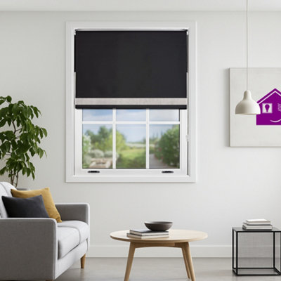 Furnished Diamante Edge Blackout Roller Blinds Made To MeasureBlack (W)60Cm X (L)210Cm from B&Q