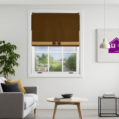 Brown Blackout Roller Blind With Silver Diamante & Brown Bow Free Cut Down Service By Furnished(W)120Cm X (L)165Cm from B&Q