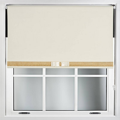 Cream Blackout Roller Blind With Gold Diamante & Cream Bow Free Cut Down Service By Furnished(W)240Cm X (L)210Cm from B&Q