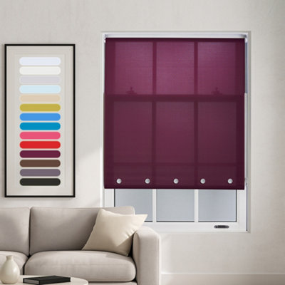 Made To Measure Daylight Roller Blind With Chrome Round Eyelets By FurnishedAubergine (W)120Cm X (L)210Cm from B&Q