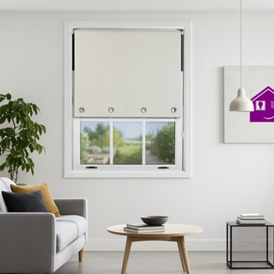 Furnished Made To Measure Blackout Roller Blinds With Big Round EyeletsCream Blind (W)210Cm (L)165Cm from B&Q