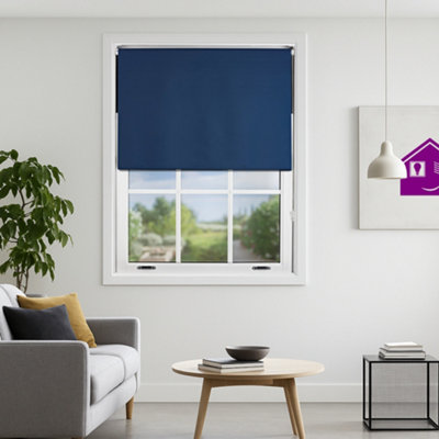 Furnished Blackout Roller BlindsNavy Blue Trimmable Blind For Windows And Doors (W)115Cm (L)165Cm from B&Q