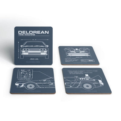 Zavvi Back To The Future Delorean Schematic Coaster Set from B&Q