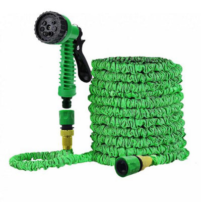 B&Q -  Green 50Ft Expandable Garden Hose With Spray Gun