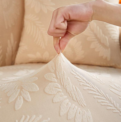 Easylife Jacquard Stretch Cover BeigeArmchair from B&Q