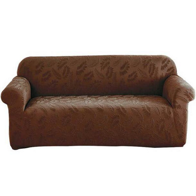 Elegant Jacquard Stretch Cover For 4-Seater Sofa In Brown from B&Q