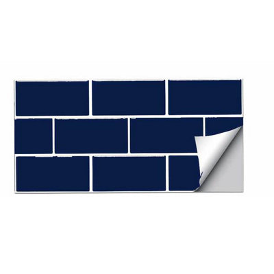 B&Q Pack Of 10 Blue 3d Stick-on Wall Tiles - Perfect For Any Room