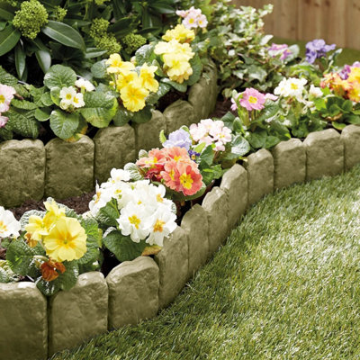 Coopers of Stortford Lawn Edging Cobbled Stone-Effect Pack Of 10Neat And Tidy Edge To Lawns/pathsSimply Tap InStraight/curvedCotswold Stone from B&Q