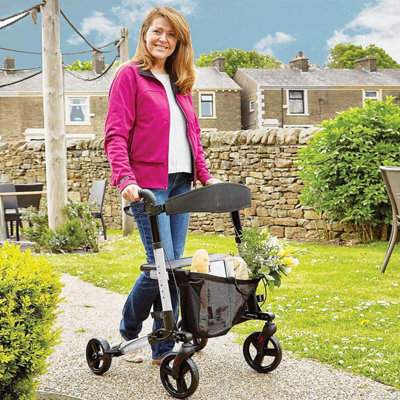 Coopers of Stortford Rollator Lightweight Aluminium Frame Height Adjustable Handles Folding Design With Brakes Mesh Seat And Detachable Holdall from B&Q