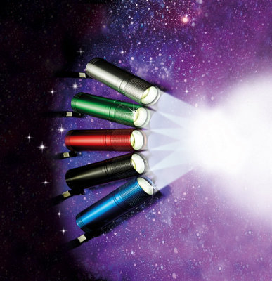 Bergstrom Set Of 5 Cob Led Pocket Torches Bright Multi Colour Aluminium Flashlights 8.5Cm With Safety Straps
