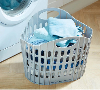 38L Foldable Laundry Basket With Carry Handles  Space-Saving Collapsible DesignGrey from B&Q