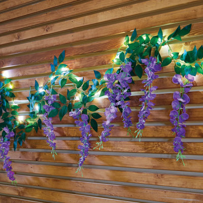 B&Q -  Solar Wisteria Garland Purple 180Cm With 20 Warm White Leds