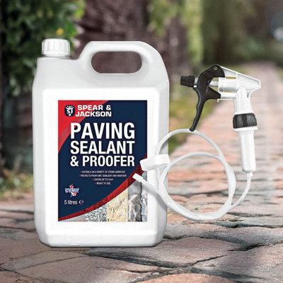 Spear and Jackson 5L Paving SealantProtects Stone From AlgaeMouldOil & WeatherCovers 25M²Long Hose Trigger from B&Q