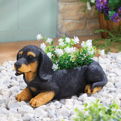 Gainsborough Garden Planter With Dachshund  DesignWeather-Resistant PolyresinCute Garden Plant Pot16X12X33.5Cm from B&Q