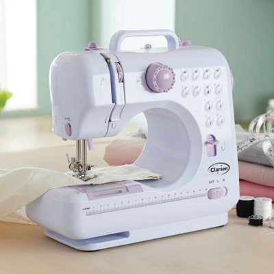 Clarsen Compact Lightweight Sewing Machine With 12 Stitch Functions Dual Power Option For Repairs Crafting And Diy Projects