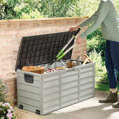 Gainsborough Wheeled Garden Storage Box, Weather-Resistant, Lockable, Lift-Up Lid, Outdoor Use 290L