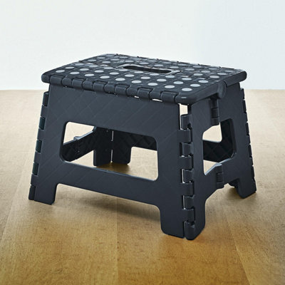 B&Q -  Black Folding Step Stool Foldable Plastic Stepping Stool For For KitchenBathroomGarden And Outdoor