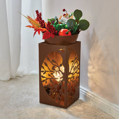 B&Q -  Planter Bowl With Led Tree Of Life PillarVintage-Style Living Room LightBattery OperatedH39Xw15Xd15CmBowl Dia. 25Cm