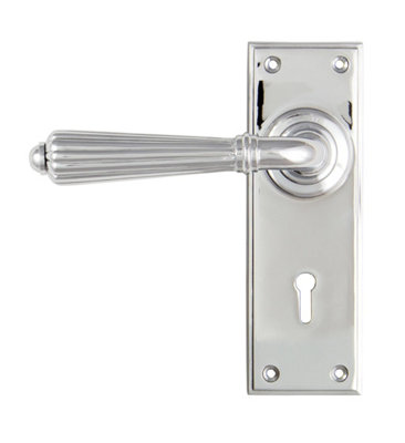 From The Anvil Polished Chrome Hinton Lever Lock Set from B&Q