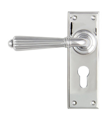 From The Anvil Polished Chrome Hinton Lever Euro Lock Set from B&Q