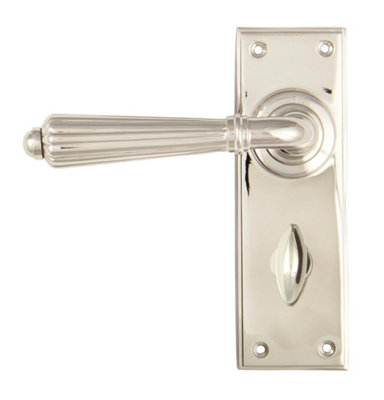 From The Anvil Polished Nickel Hinton Lever Bathroom Set from B&Q