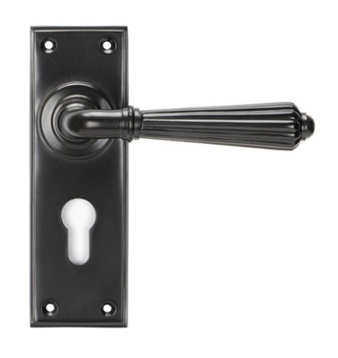From The Anvil Aged Bronze Hinton Lever Euro Lock Set from B&Q