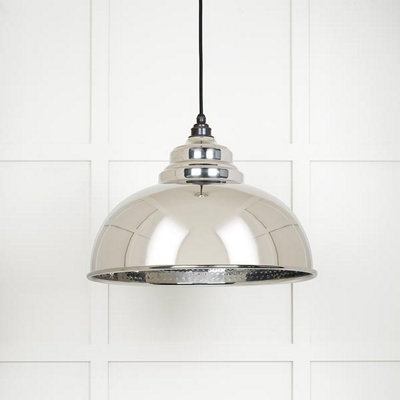 From the Anvil Hammered Nickel Harborne Pendant from B&Q