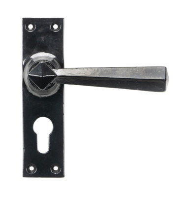B&Q -  Black Straight Lever Euro Lock Set
