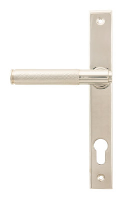 From The Anvil Polished Nickel Brompton Slimline Lever Espag. Lock Set from B&Q