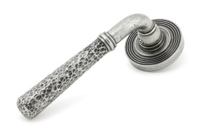 From The Anvil Pewter Hammered Newbury Lever On Rose Set (Beehive) from B&Q