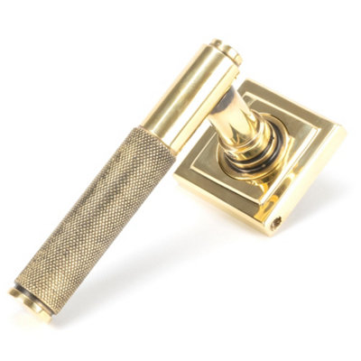 From The Anvil Aged Brass Brompton Lever On Rose Set (Square) from B&Q