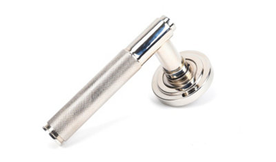 From The Anvil Polished Nickel Brompton Lever On Rose Set (Art Deco) from B&Q
