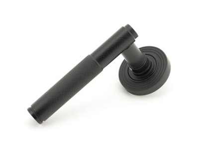 From The Anvil Matt Black Brompton Lever On Rose Set (Beehive) from B&Q