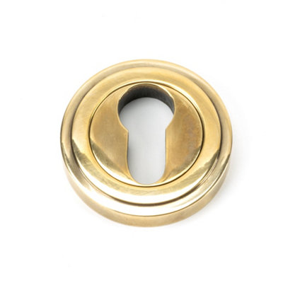 From The Anvil Aged Brass Round Euro Escutcheon (Art Deco) Dark
