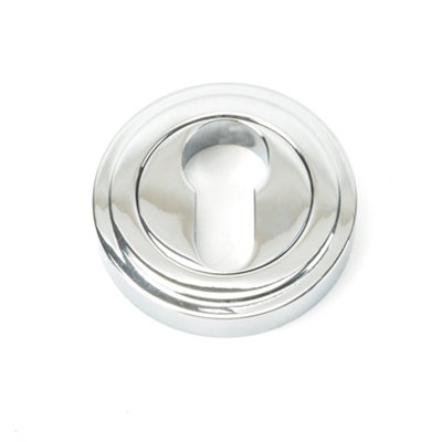 From The Anvil Polished Chrome Round Euro Escutcheon (Art Deco) from B&Q