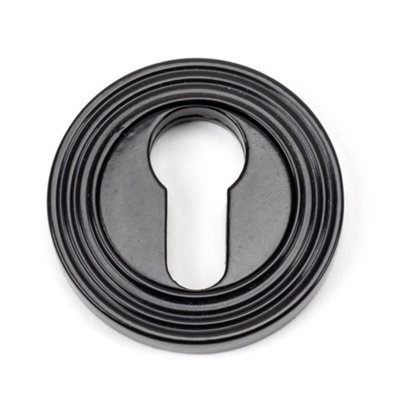 From The Anvil Black Round Euro Escutcheon (Beehive) from B&Q