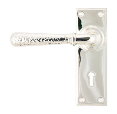 From The Anvil Polished Nickel Hammered Newbury Lever Lock Set from B&Q