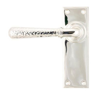 From The Anvil Polished Nickel Hammered Newbury Lever Latch Set from B&Q
