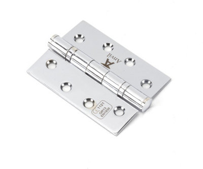 From The Anvil Polished Chrome 4 Inch Ball Bearing Butt Hinge (Pair) Ss from B&Q