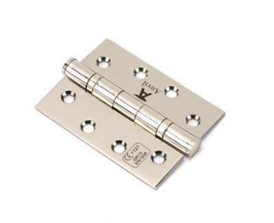 From The Anvil Polished Nickel 4 Inch Ball Bearing Butt Hinge (Pair) Ss from B&Q