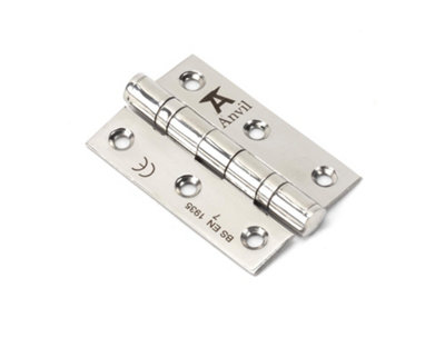 From The Anvil Polished Ss 3 Inch Ball Bearing Butt Hinge (Pair) from B&Q