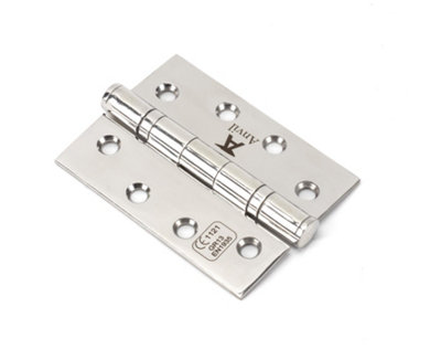From The Anvil Polished Ss 4 Inch Ball Bearing Butt Hinge (Pair) from B&Q
