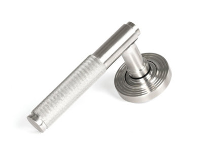 From The Anvil Satin Marine Ss (316) Brompton Lever On Rose Set (Beehive) from B&Q