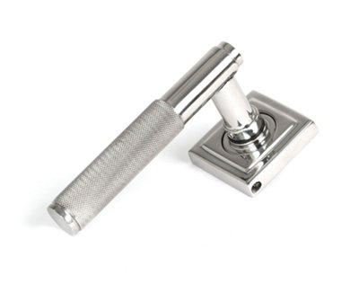 B&Q -  Polished Marine Ss (316) Brompton Lever On Rose Set (Square)
