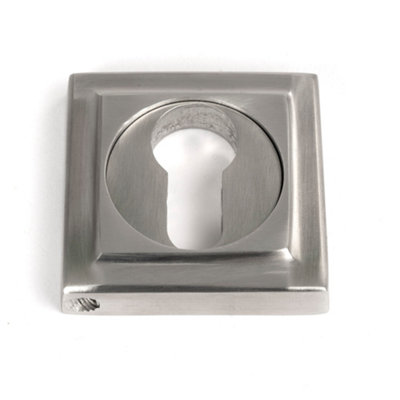 From The Anvil Satin Marine Ss (316) Round Euro Escutcheon (Square) from B&Q